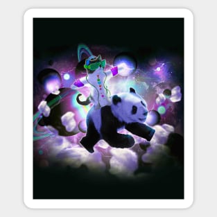Rave Space Cat Riding Panda Sticker